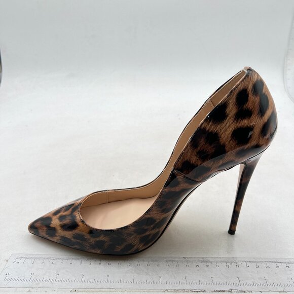 FSJ Brown Sexy Leopard Printed Dress Shoes Pointy Toe High Heels Stilettos Pumps - Picture 2 of 8
